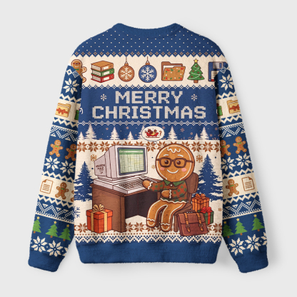 Tokyo-Tiger Funny Office Nerd Gingerbread Fuzzy Christmas Ugly Sweatshirt