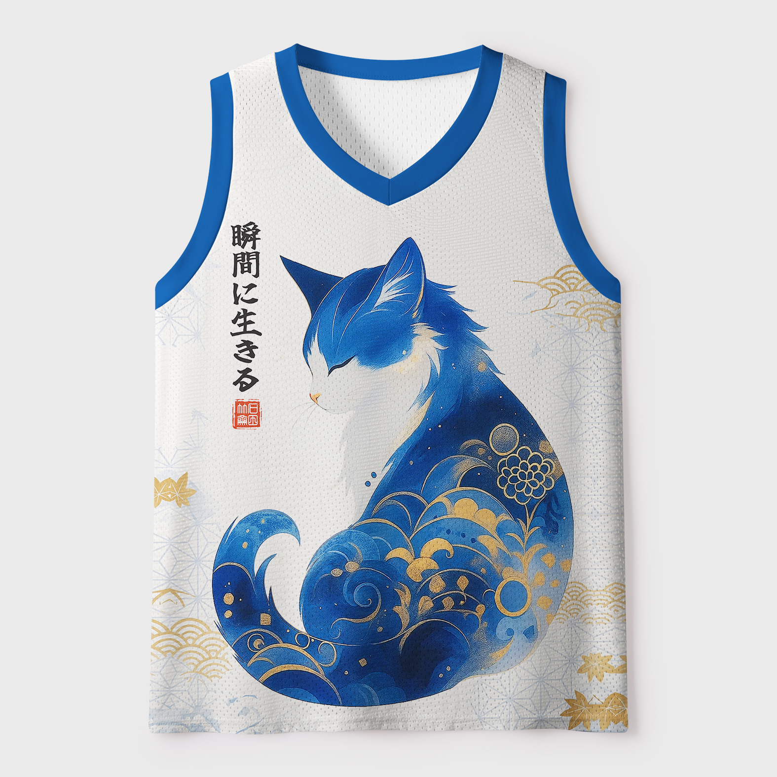 Tokyo-Tiger Vintage Zen Elegant Cat: Live In The Moment Mesh Tank Top