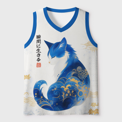 Tokyo-Tiger Vintage Zen Elegant Cat: Live In The Moment Mesh Tank Top