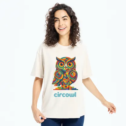 Tokyo-Tiger Colorful Circle Owl Washed T-Shirt