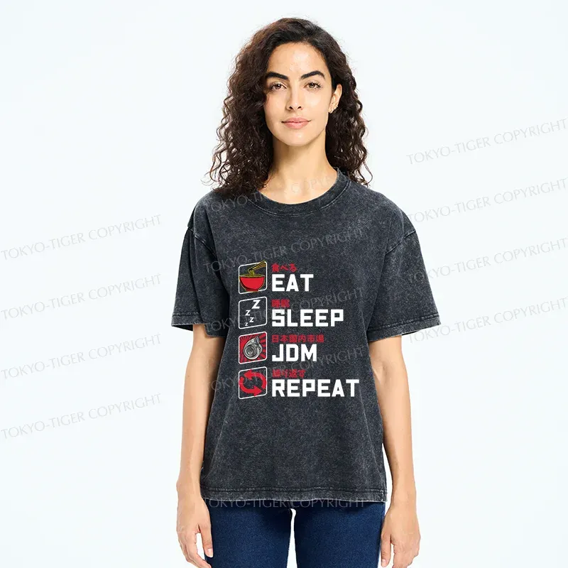 Tokyo-Tiger Happy Daily List Washed T-Shirt