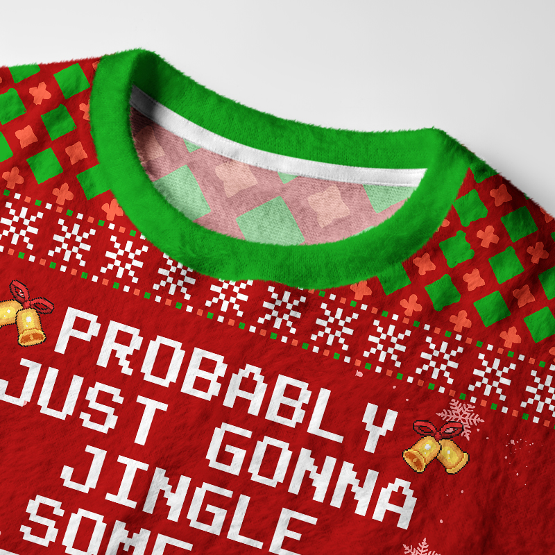 Tokyo-Tiger Jingle, But Make It Lazy Fuzzy Christmas Ugly Sweatshirt