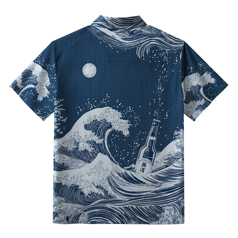 Tokyo-Tiger The Great Wave Off Beer Aloha Hawaiian Shirt