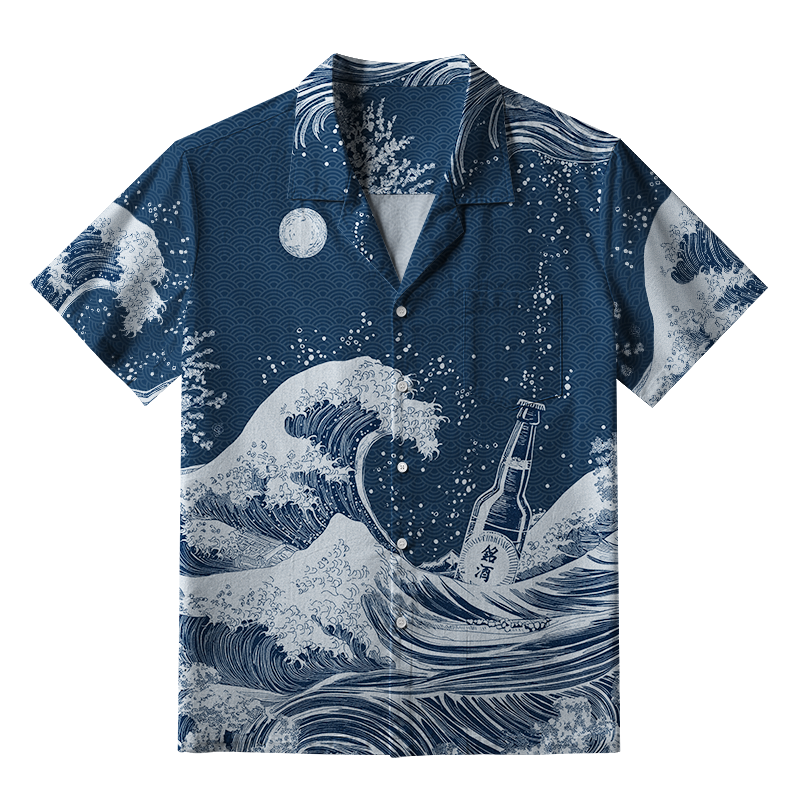 Tokyo-Tiger The Great Wave Off Beer Aloha Hawaiian Shirt