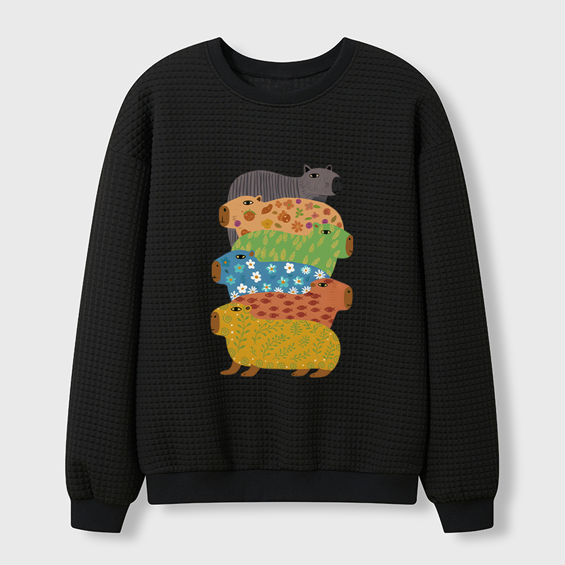Tokyo-Tiger Colorful Capybaras Waffle Sweatshirt