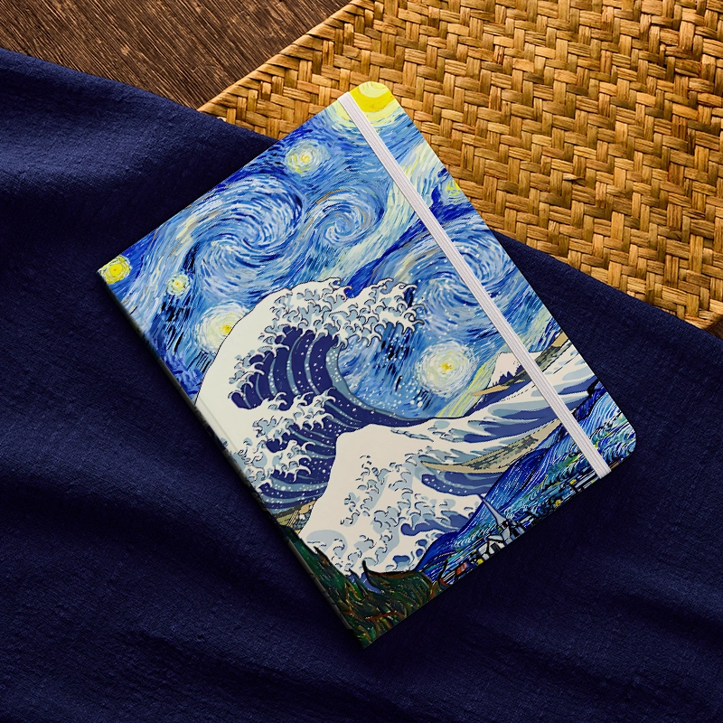 Tokyo-Tiger Waves Under The Starry Night Notebook