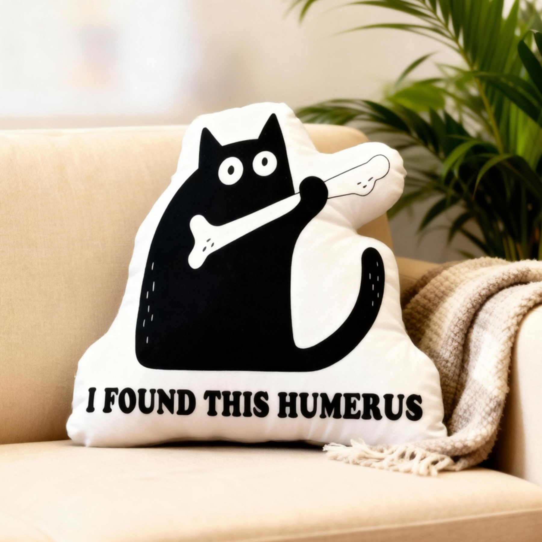 Tokyo-Tiger Cat Found This Humerus Shaped Throw Pillow