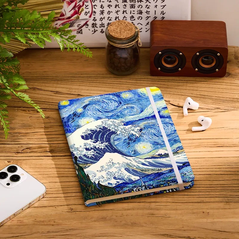 Tokyo-Tiger Waves Under The Starry Night Notebook
