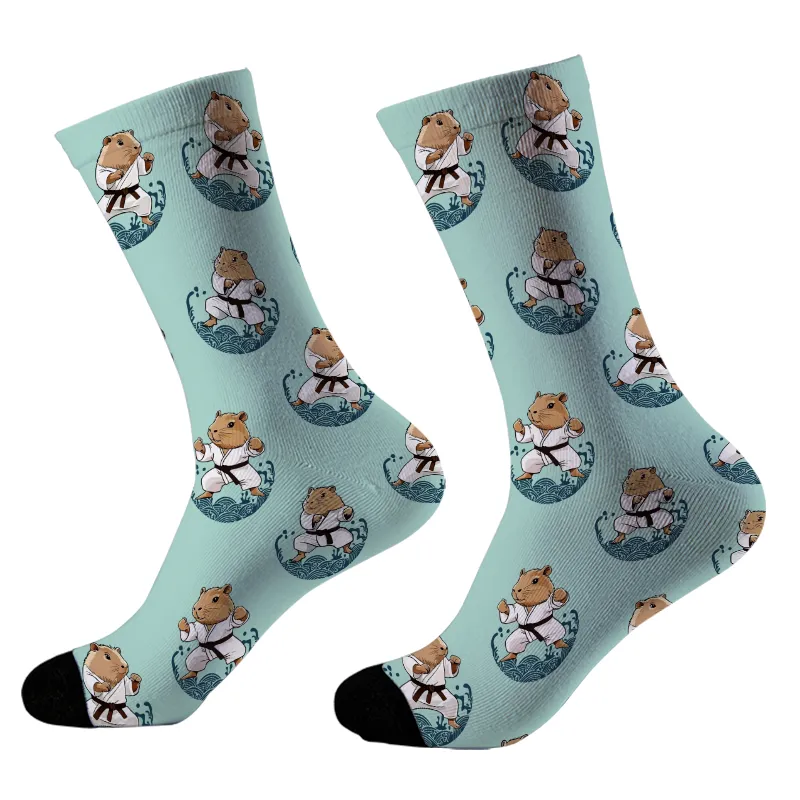 Tokyo-Tiger Funny Karate Capybara Socks Sale