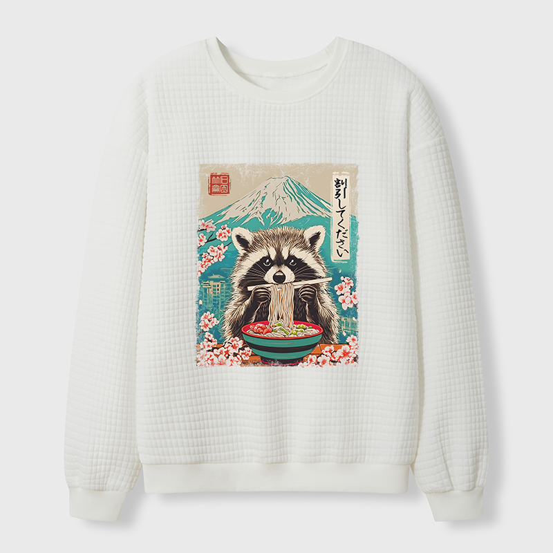 Tokyo-Tiger Please Give Raccoon A Discount Waffle Sweatshirt