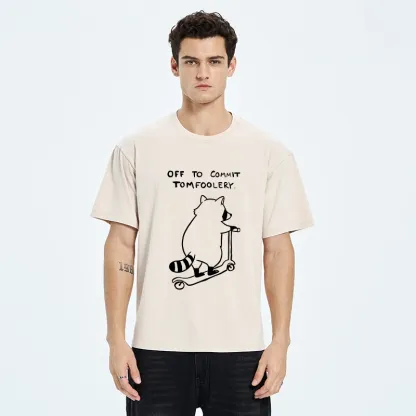 Tokyo-Tiger Scooter Raccoon Funny Meme Washed T-Shirt