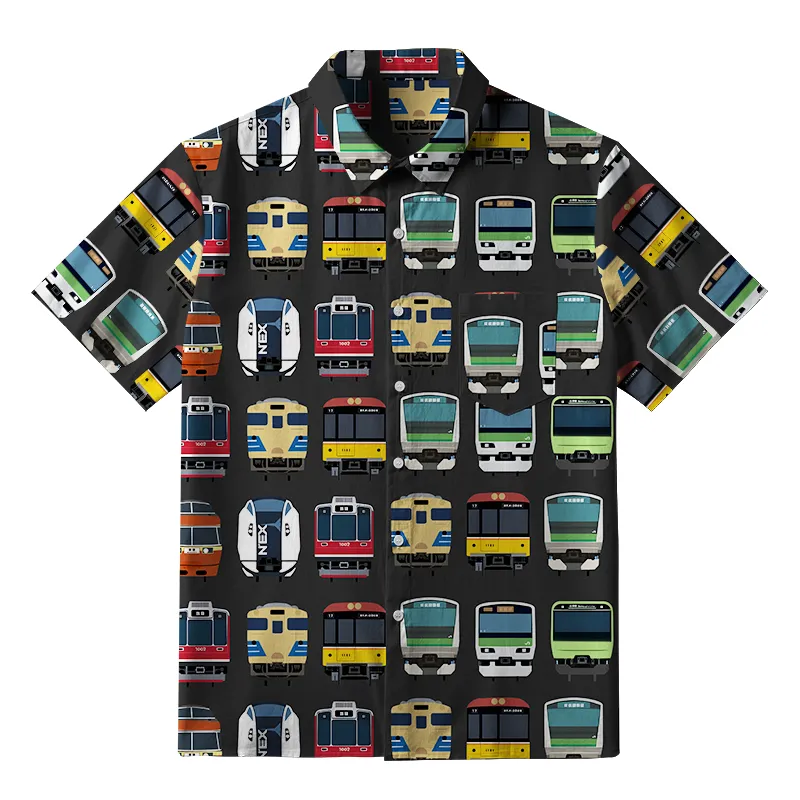 Tokyo-Tiger Japanese Traditional Trains Button-up Shirt Sale