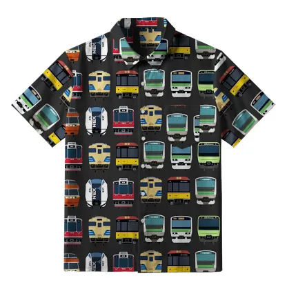 Tokyo-Tiger Japanese Traditional Trains Button-up Shirt