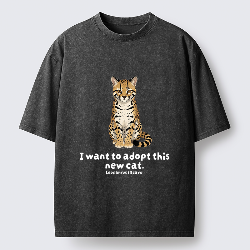 Tokyo-Tiger Adopt New Cat Funny Meme Washed T-Shirt