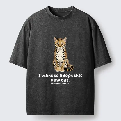 Tokyo-Tiger Adopt New Cat Funny Meme Washed T-Shirt