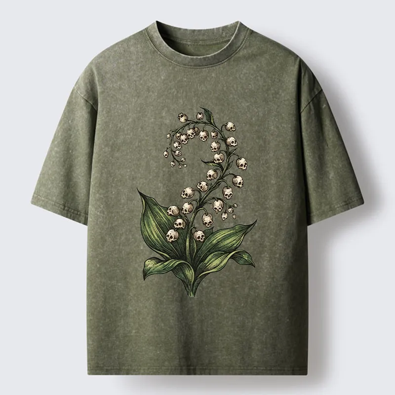 Tokyo‑Tiger Skull Lily Art Washed T‑Shirt Sale