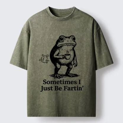 Tokyo-Tiger Farting Frog Funny meme Washed T-Shirt