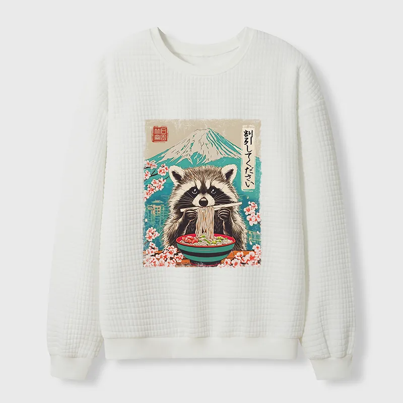 Tokyo-Tiger Please Give Raccoon A Discount Waffle Sweatshirt