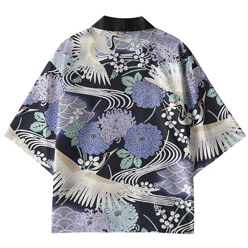 Tokyo-Tiger Crane And Waves Kimono Cardigan