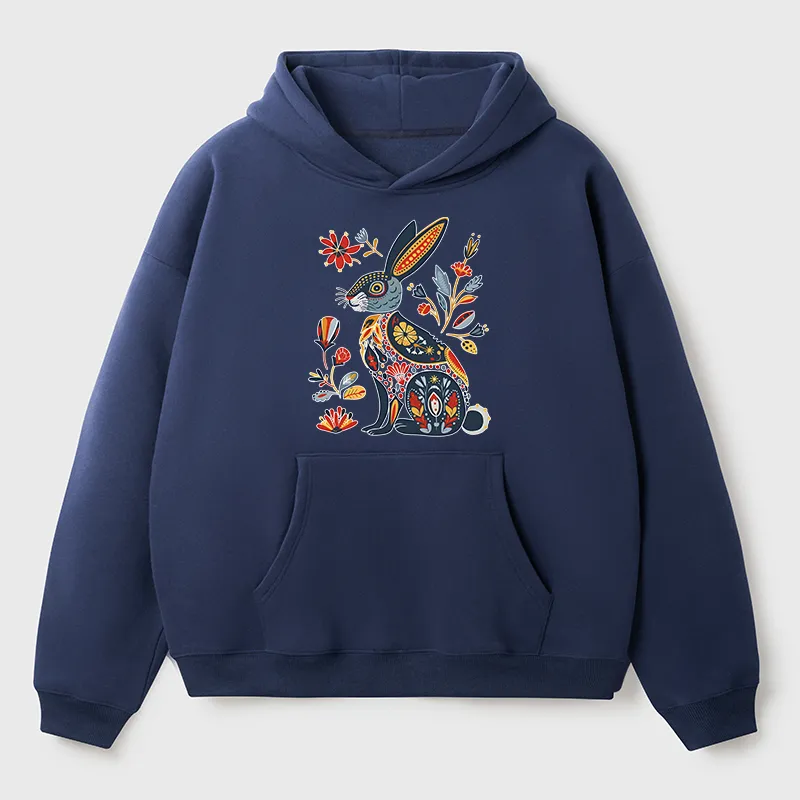 Tokyo-Tiger Folk Hare Bloom Adult Fleece Hoodie