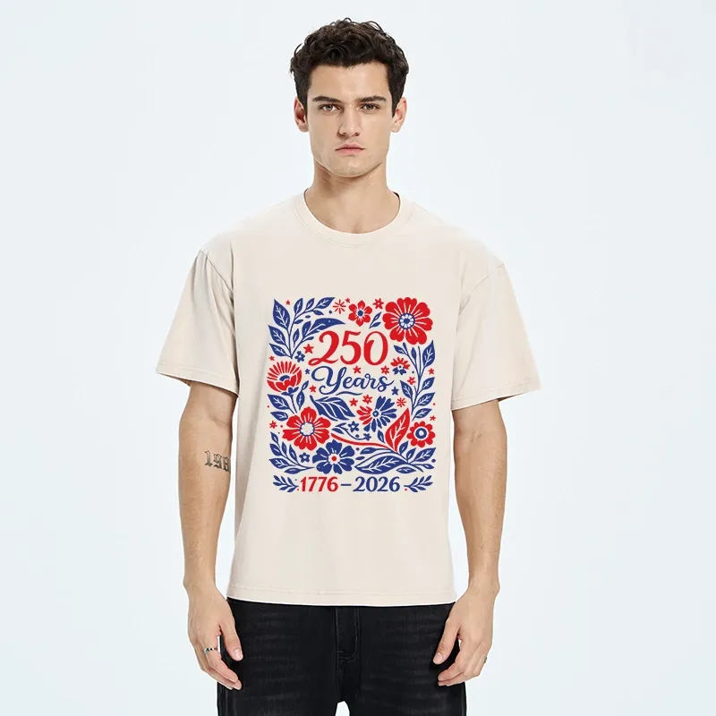 Tokyo-Tiger Floral 250 Years USA Celebration Washed T-Shirt