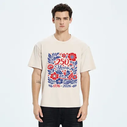 Tokyo-Tiger Floral 250 Years USA Celebration Washed T-Shirt