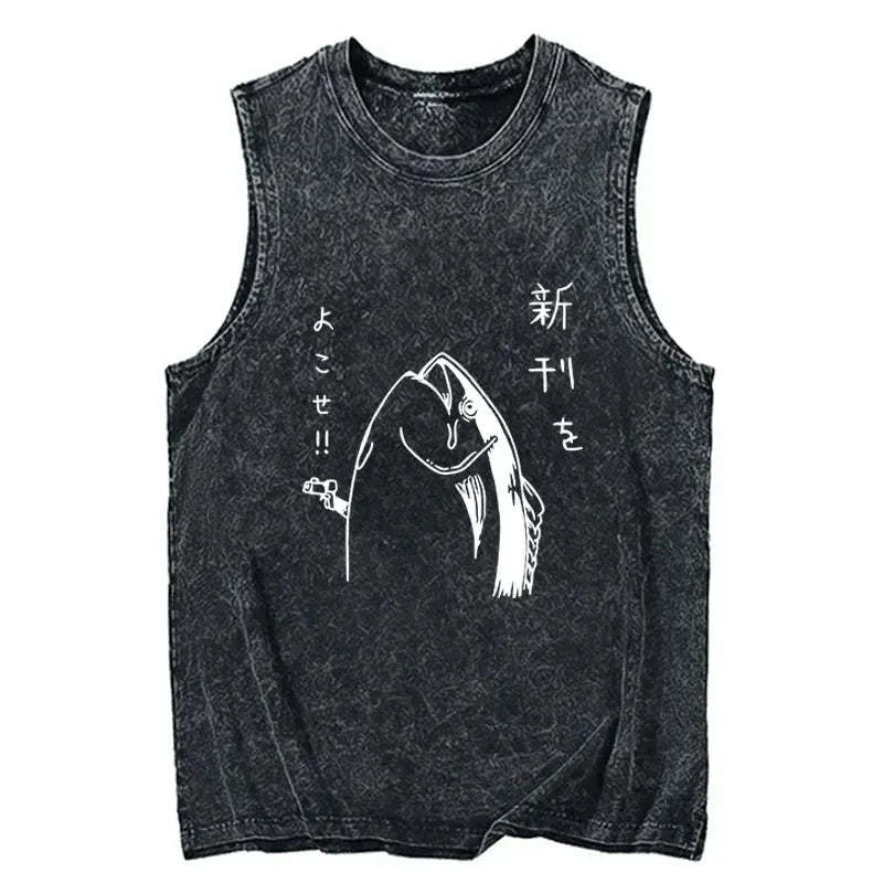 Tokyo-Tiger Japanese Fish Hold Up White Washed Tank Sale
