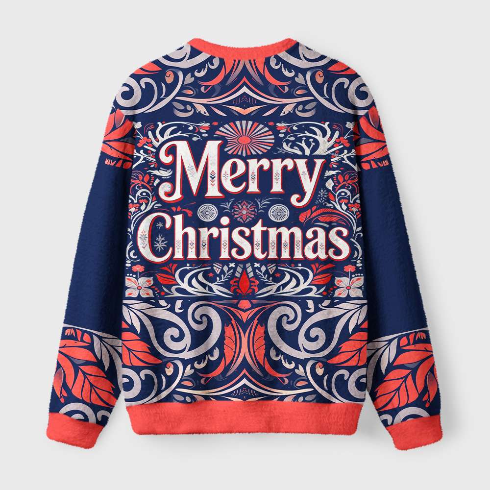 Tokyo-Tiger Totem Reindeer Fuzzy Christmas Ugly Sweatshirt