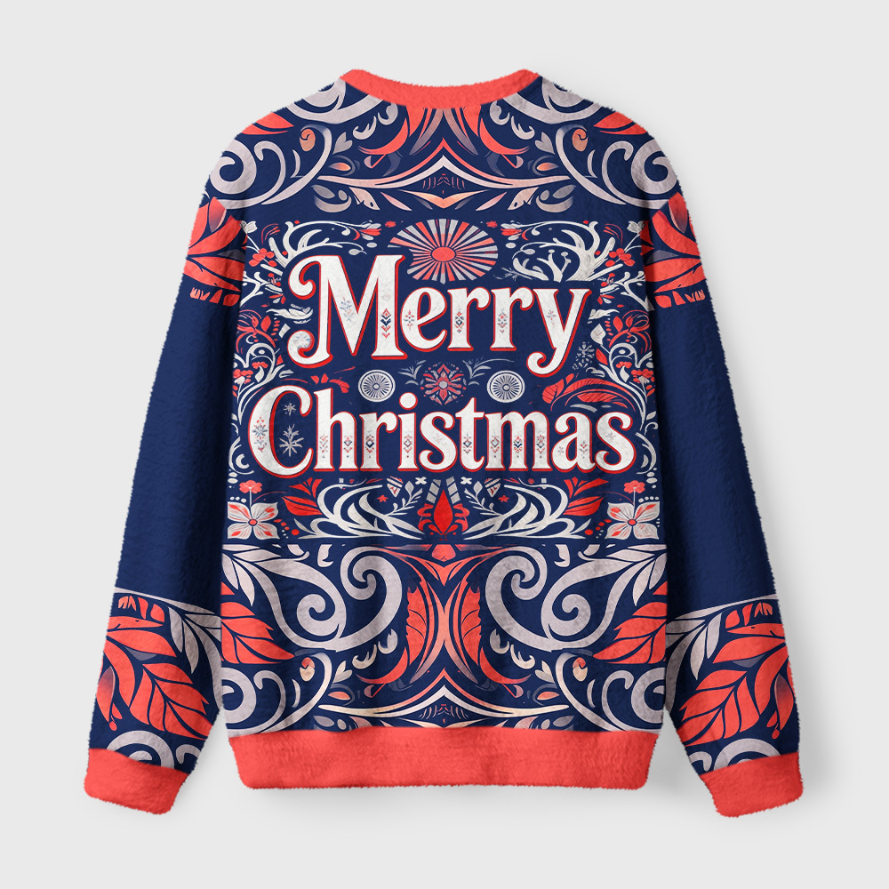 Tokyo-Tiger Totem Reindeer Fuzzy Christmas Ugly Sweatshirt