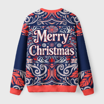 Tokyo-Tiger Totem Reindeer Fuzzy Christmas Ugly Sweatshirt