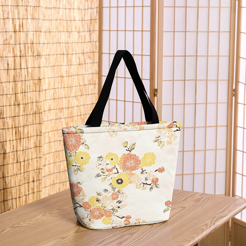 Tokyo-Tiger Fruitful Flower Zipper Tote Bag