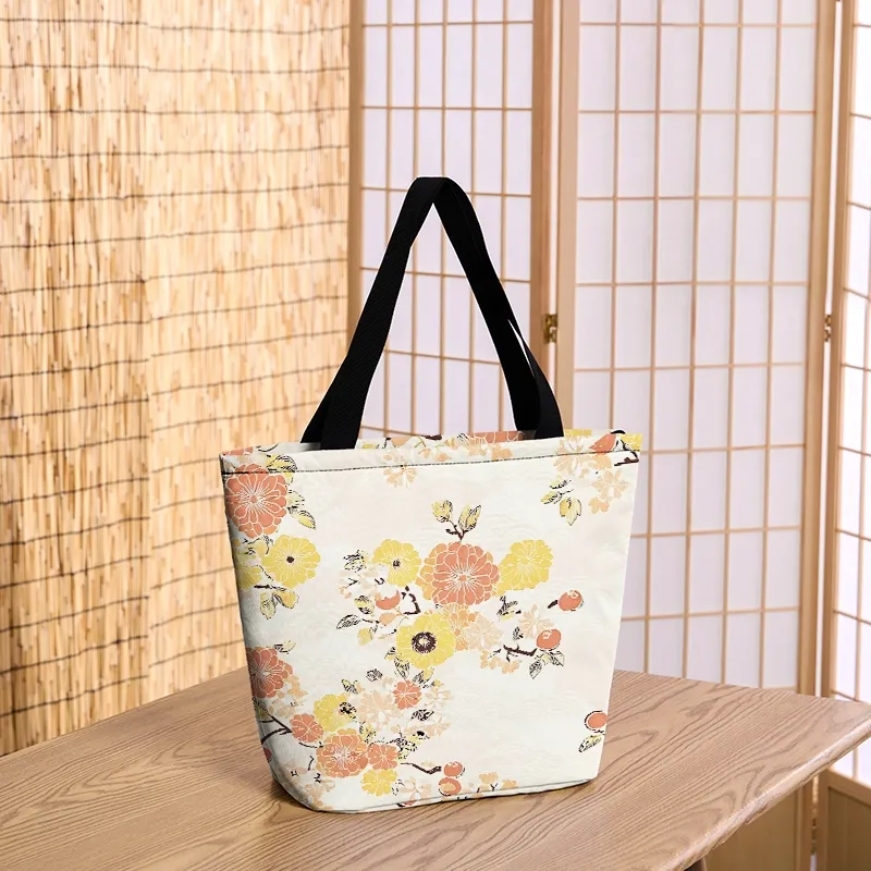 Tokyo-Tiger Fruitful Flower Zipper Tote Bag