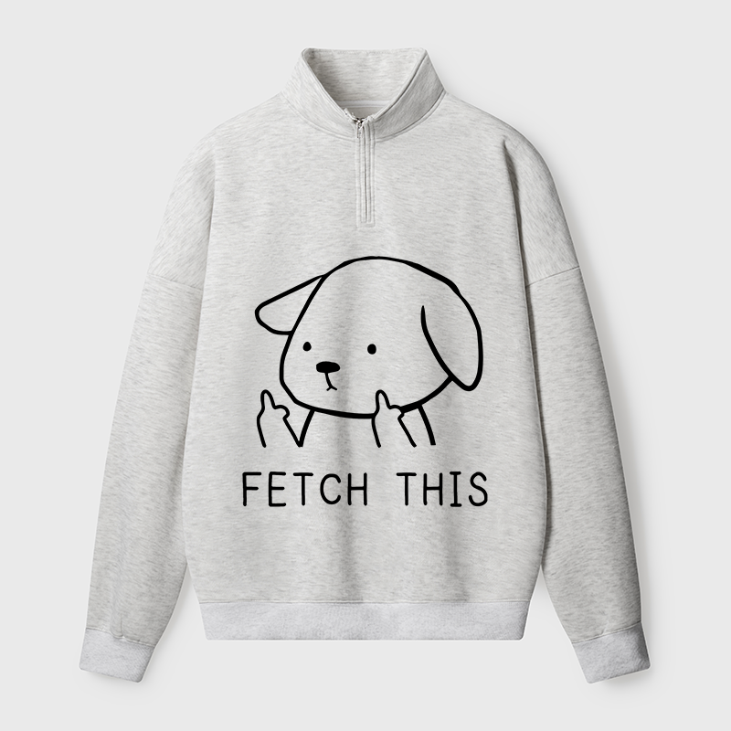 Tokyo-Tiger Fetch This Dog Half Zip Fleece Sweatshirt
