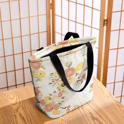 Tokyo-Tiger Fruitful Flower Zipper Tote Bag