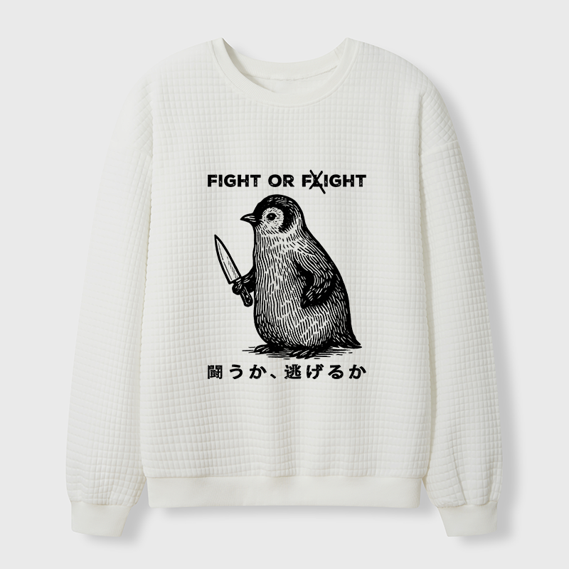 Tokyo-Tiger Funny Fight Or Flight Waffle Sweatshirt