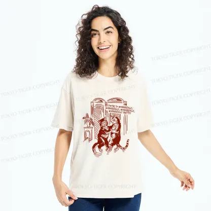 Tokyo-Tiger Dancing Cats Washed T-Shirt