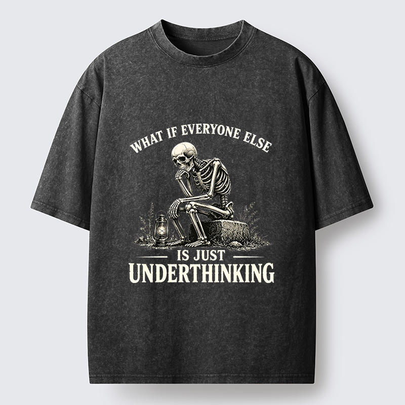 Tokyo-Tiger Skeleton Deep Thought Meme Washed T-Shirt