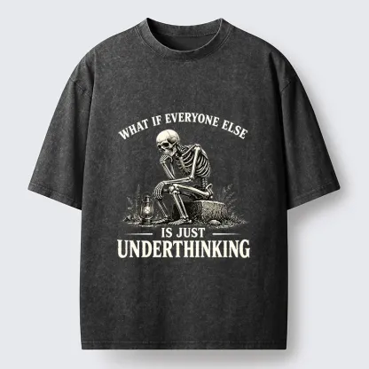 Tokyo-Tiger Skeleton Deep Thought Meme Washed T-Shirt