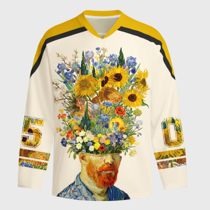 Tokyo-Tiger Floral Van Gogh Long-Sleeve Hockey Jersey