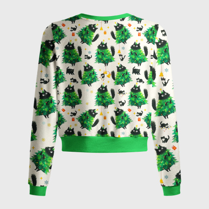 Tokyo-Tiger Christmas Tree Cat Japan Women's Lightweight Cardigan