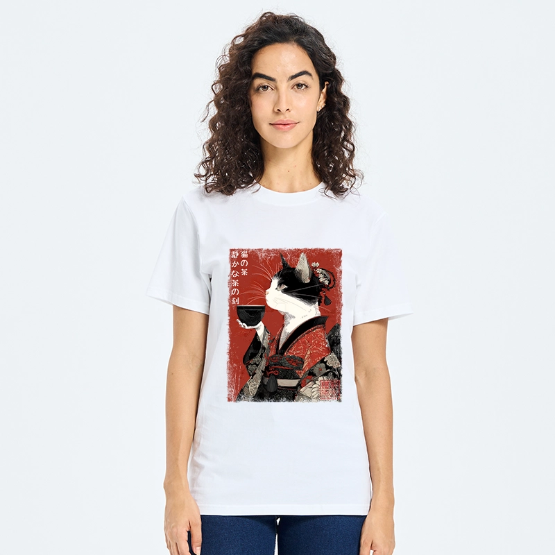 Tokyo-Tiger Kimono Tea Cat Red Vintage Ink Art Classic T-Shirt