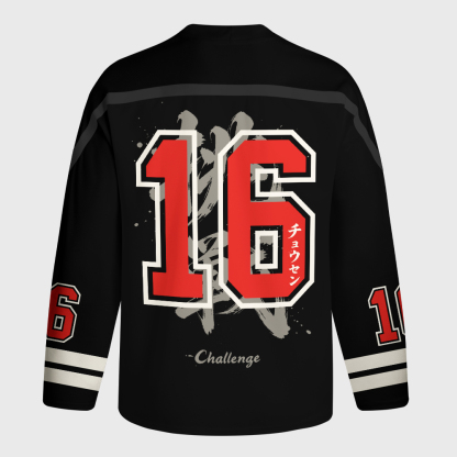 Tokyo-Tiger Ink Art Challenge Kanji Long-Sleeve Hockey Jersey