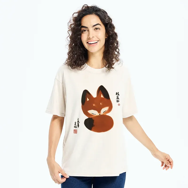 Tokyo-Tiger Cute Fox Washed T-Shirt