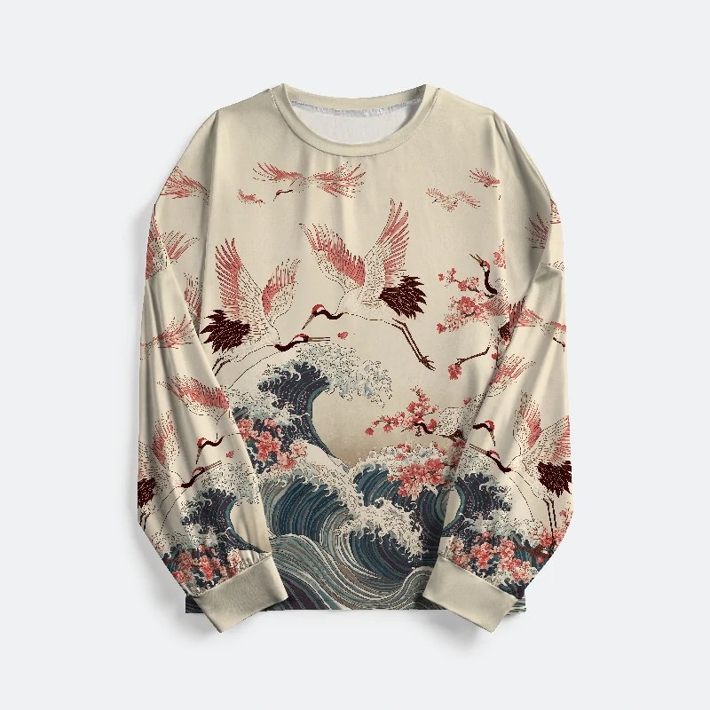 Tokyo-Tiger Cranes Dancing On The Waves Family Pajama Sets