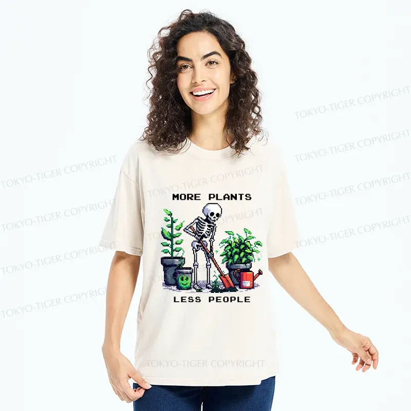 Tokyo-Tiger Skeleton Planting Trees Washed T-Shirt