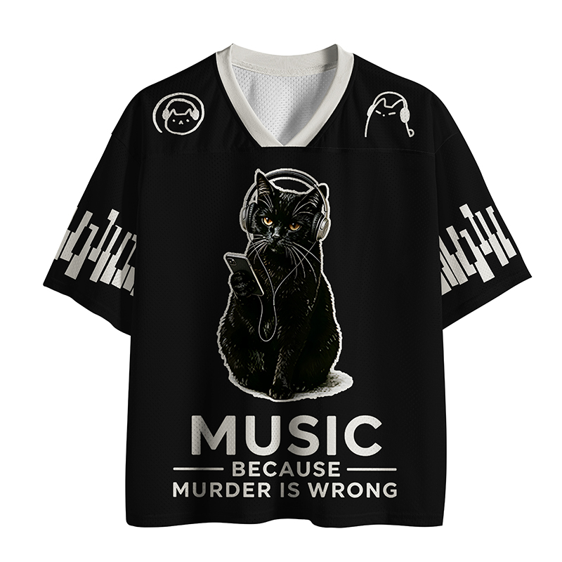 Tokyo-Tiger Music Cat Because Murder Is Wrong Mesh Jersey