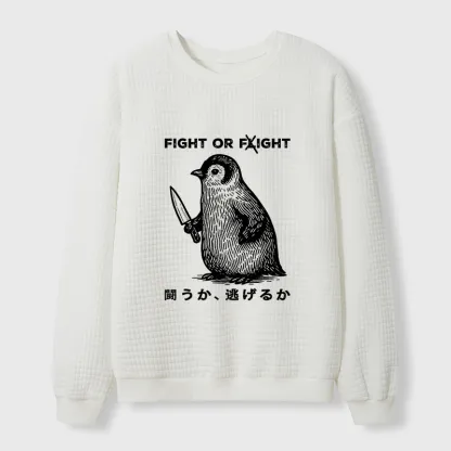 Tokyo-Tiger Funny Fight Or Flight Waffle Sweatshirt