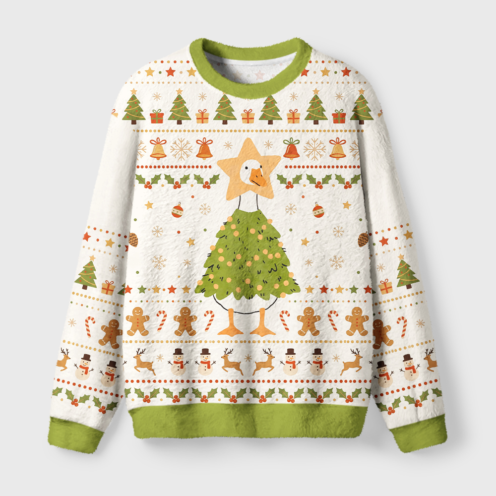Tokyo-Tiger Christmas Silly Goose Fuzzy Christmas Ugly Sweatshirt