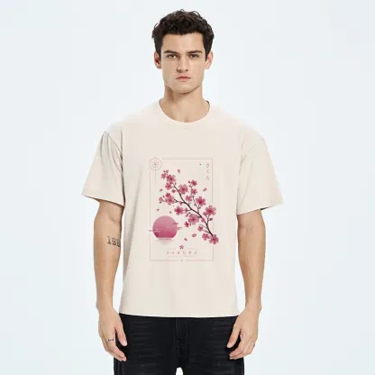 Tokyo-Tiger Sakura Moon Japanese Vintage Washed T-Shirt
