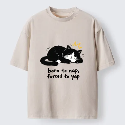 Tokyo-Tiger Cute Lazy Cat Funny Meme Washed T-Shirt